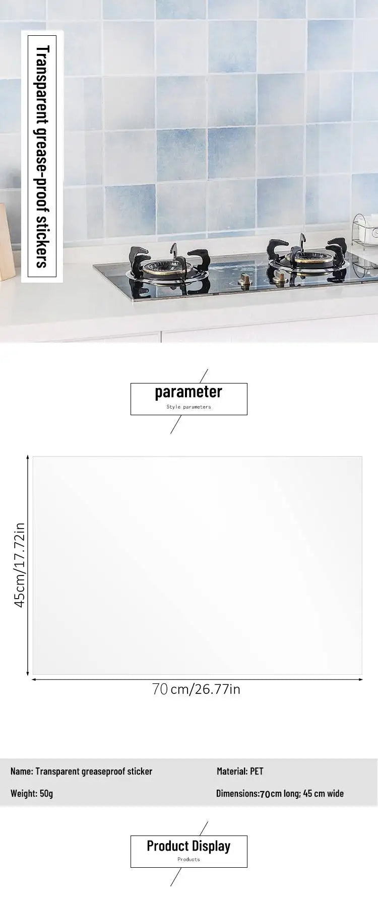 Kitchen Wall Protector Film – Oil Proof Heat Resistant Wall Sticker (One Size)