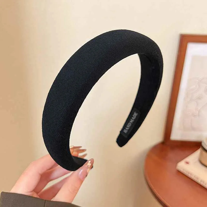 Solid Color Sponge Wide Headband for Women