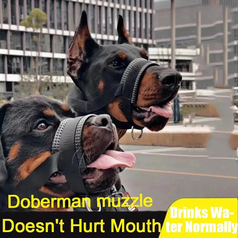 Dog Mouth Muzzle Anti Bark Dog Collar Breathable Dog Training Tool Nylon Muzzle Set with Stripes Summer Pet Leashes