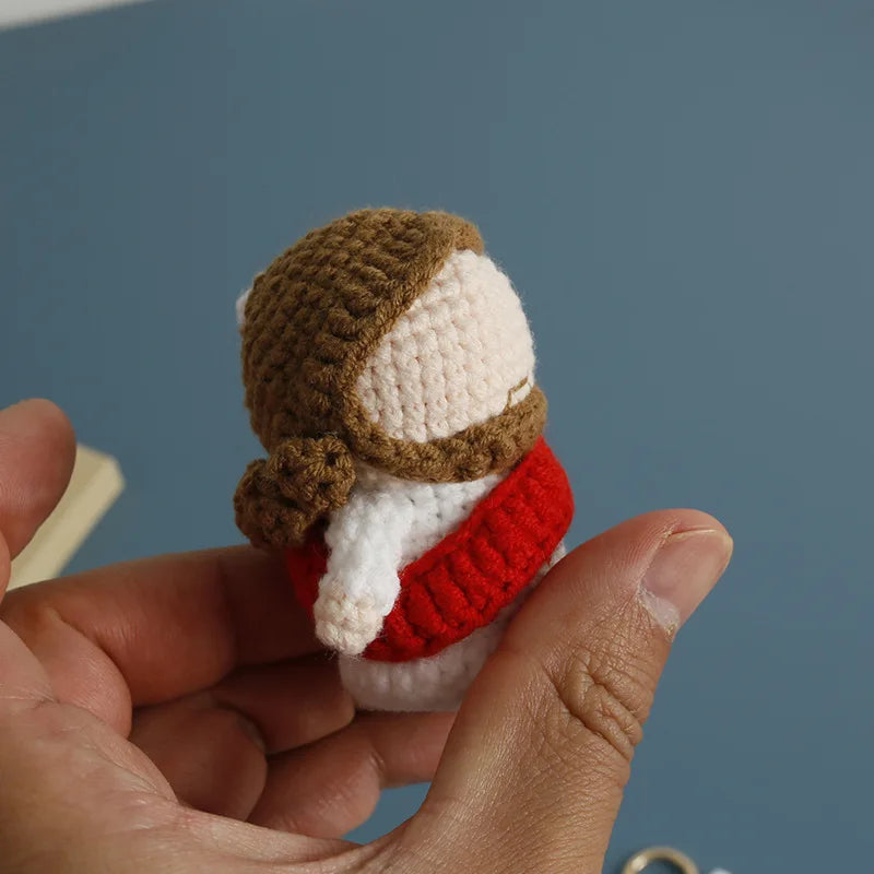 Cute Jesus Crochet Keychain Handmade Faith Bag Charm