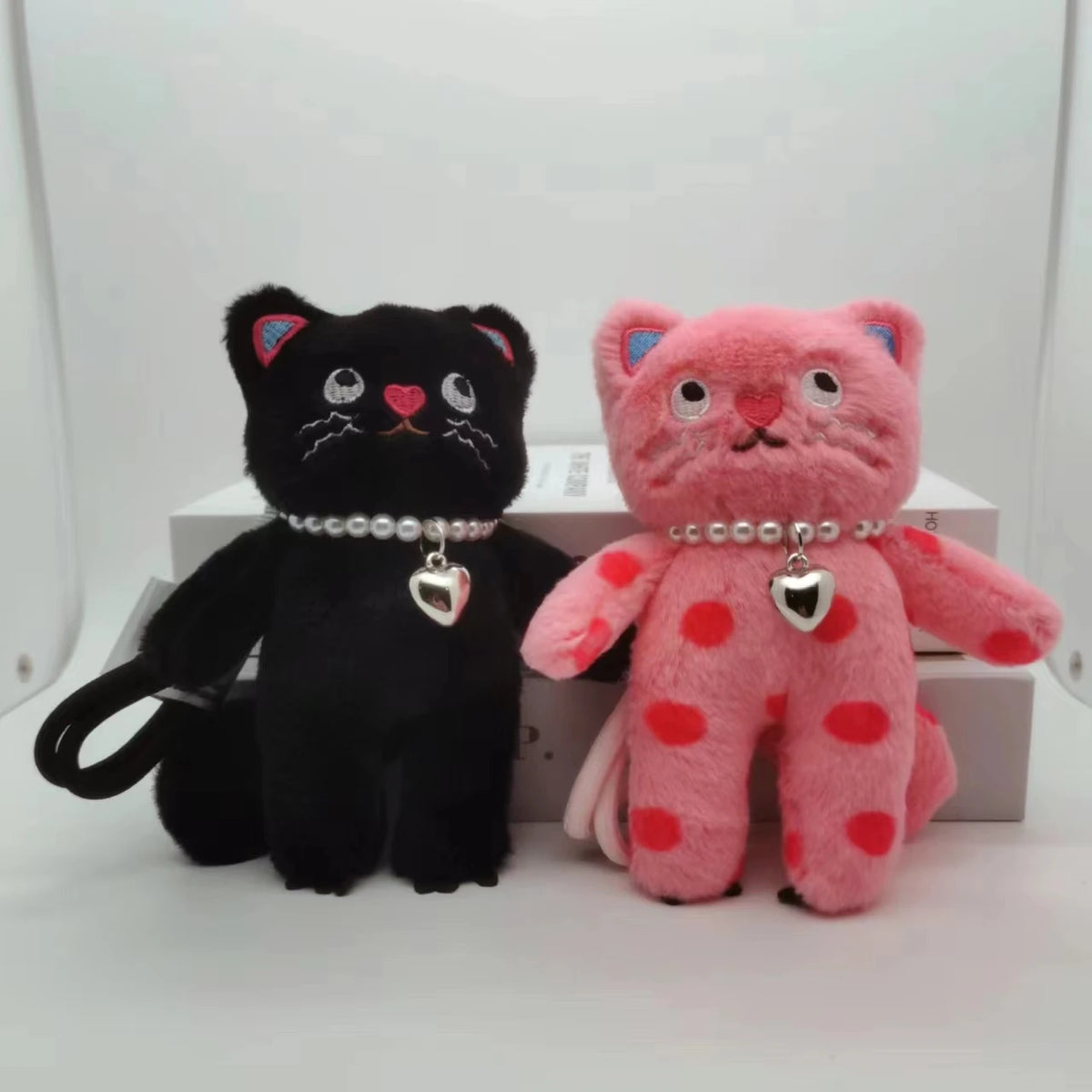 Kawaii Pink Cat Plush Keychain Cute Bag Charm for Girls Gift