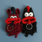 Funny Fruit Sausage Mouth Crochet Keychain Key Holder