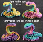 3D Printed Snake Movable Joint Toy Doll Simulation Snake Model Office Desktop Decoration Handicraft Toy for Children Gift 30cm