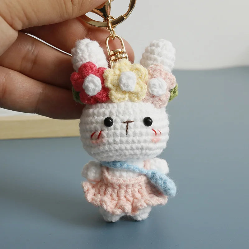 Cute Rabbit Crochet Keychain Handmade Bunny Bag Charm