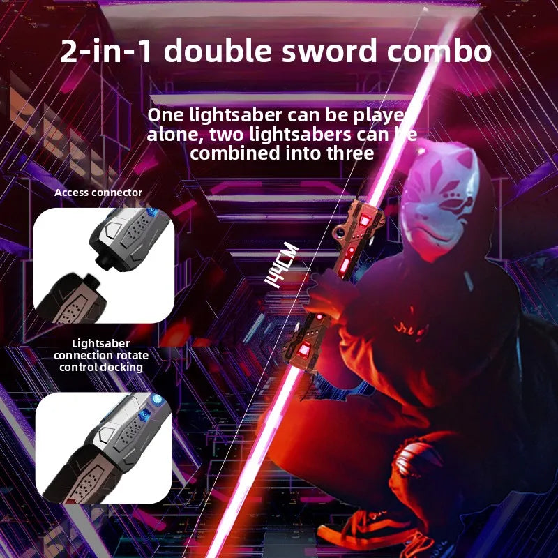 Children Colorful Glowing Sword Toys Telescopic Music Laser Sword 2-in-1 Rotating Decompression Toy Light Sword Kids Adult Toys