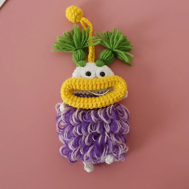 Funny Crochet Sausage Mouth Keychain Key Holder Pouch