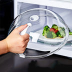 Microwave Food Splash Proof Cover Transparent Lid with Steam Vent & Handle