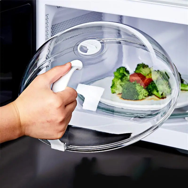 Microwave Food Splash Proof Cover Transparent Lid with Steam Vent & Handle