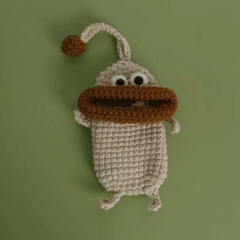 Funny Crochet Sausage Mouth Keychain Key Holder Pouch