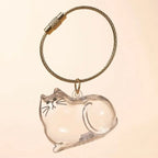 Transparent Dog Hair Storage Container Adorable Pet Keepsake Capsule Pendant With Key Ring for Pet Lovers DIY Memorial Keychain