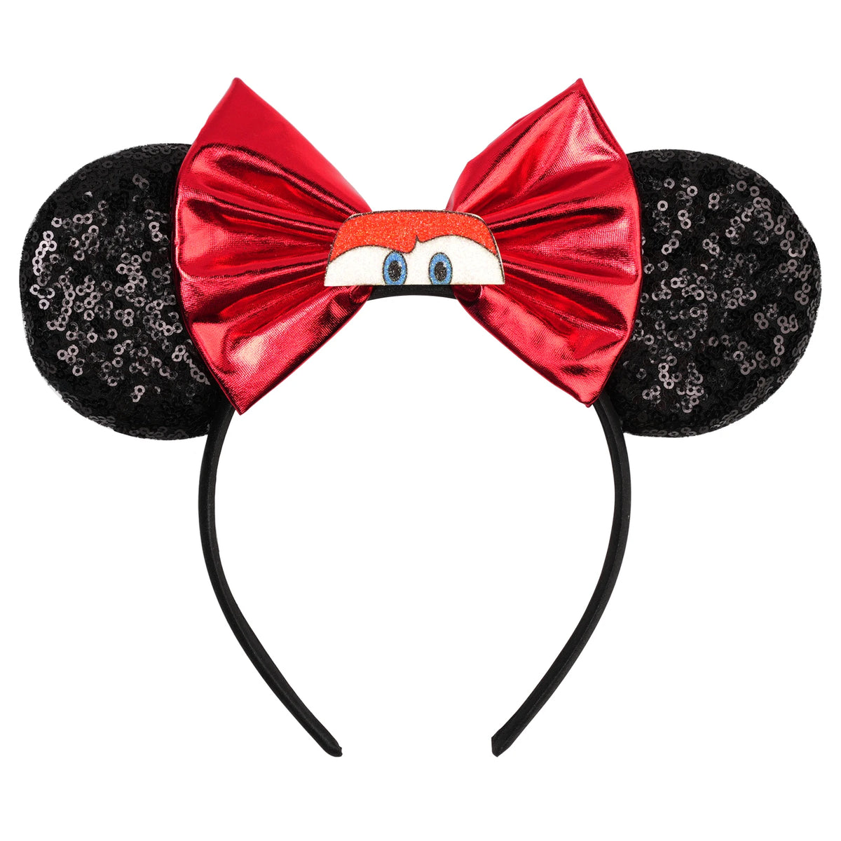 Disney Anime Cars Ears Headbands Women Sequins Bow Hairband Girls Pixar 95 Lightning McQueen Hair Accessories Kids Headwear Gift