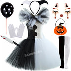 Girls Horror Clown Costume – Black & White Tutu Dress