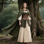 LisdinoL'VOW Medieval Hooded Cloak Linen Renaissance Cape With Hood - Halloween Hobbit Cosplay Witch Wizard LARP