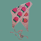 Knitted Strawberry Triangle Scarf Headband for Women