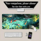 Large Koi Fish Gaming Mouse Pad Non-Slip Rubber Desk Mat Stitched Edge Office Work Esports Gift for Gamers Desk Accessories