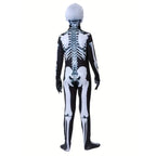 3-12Y Halloween Boys Skeleton Costume Printed Skeleton Mask Jumpsuit with Scary Mask Spooky Devil Role Play Holiday Party