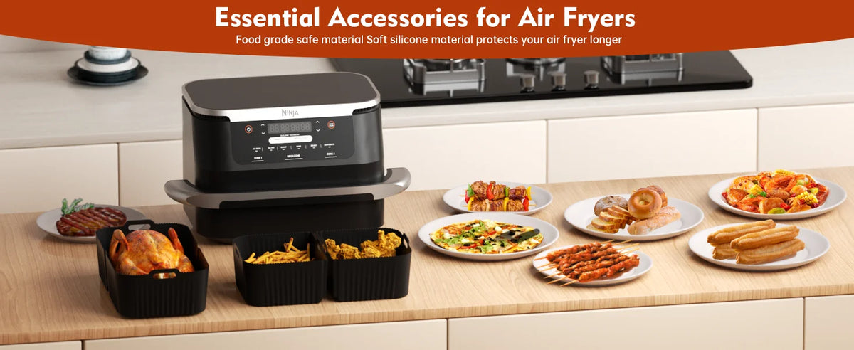 Rectangle Air Fryer Silicone Liner for Ninja Reusable Non-Stick Basket
