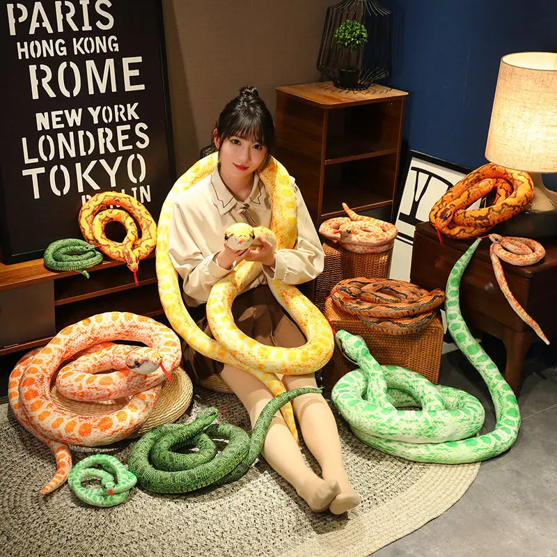 Long Python Snake Plush Toy Soft Stuffed Animal Pillow