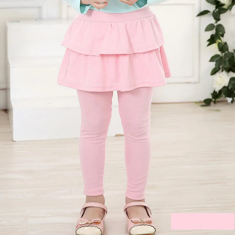 Kids Leggings for Toddler Baby Girls Pants Spring Autumn Fake Two Skirt-Pants Children Trousers Cotton Legging 2-10 Y