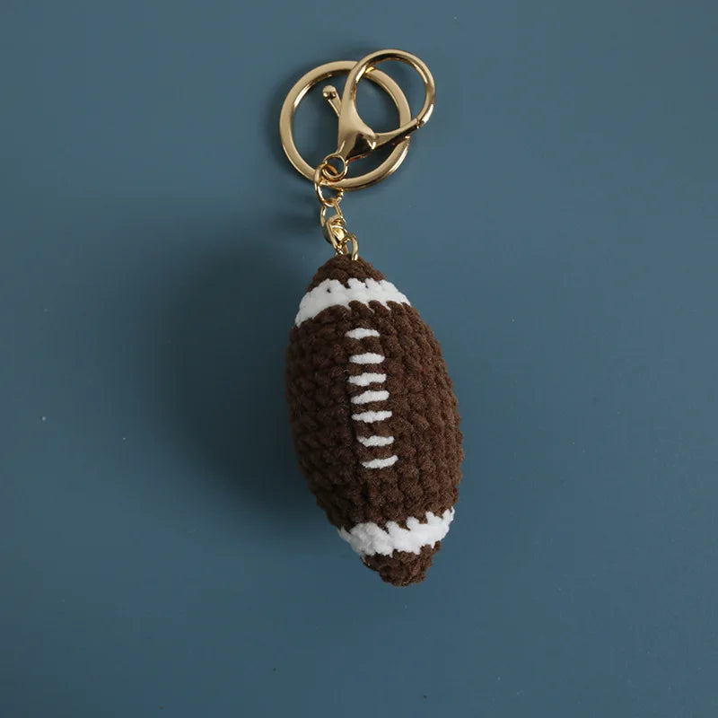 Crochet Sports Ball Keychain Soccer Basketball Bag Charm