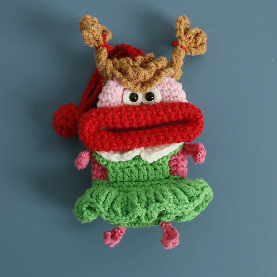 Funny Crochet Sausage Mouth Keychain Key Holder Pouch