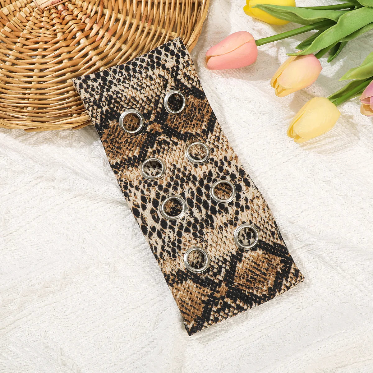Punk Wide Elastic Eyelet Headband for Women