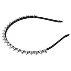 Silver Studded Punk Spike Metal Headband for Women