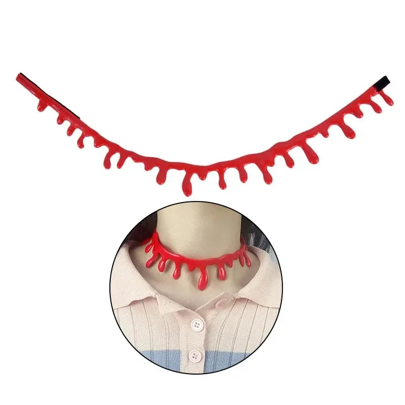 2/1pcs Halloween Horror Blood Necklace Fake Vampire Dark Blood Necklace Halloween Decoration Cosplay Costume Party Accessories