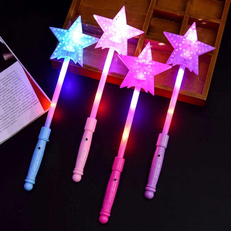 Luminous Flashing Led Scepter Toy Novelty Heart Multi Color Stick Lighting Princess Wand Party Light Up