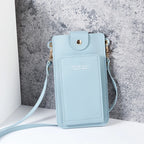 2024 new solid color fashion simple shoulder bag slung mobile phone bag women's driver's license card wallet