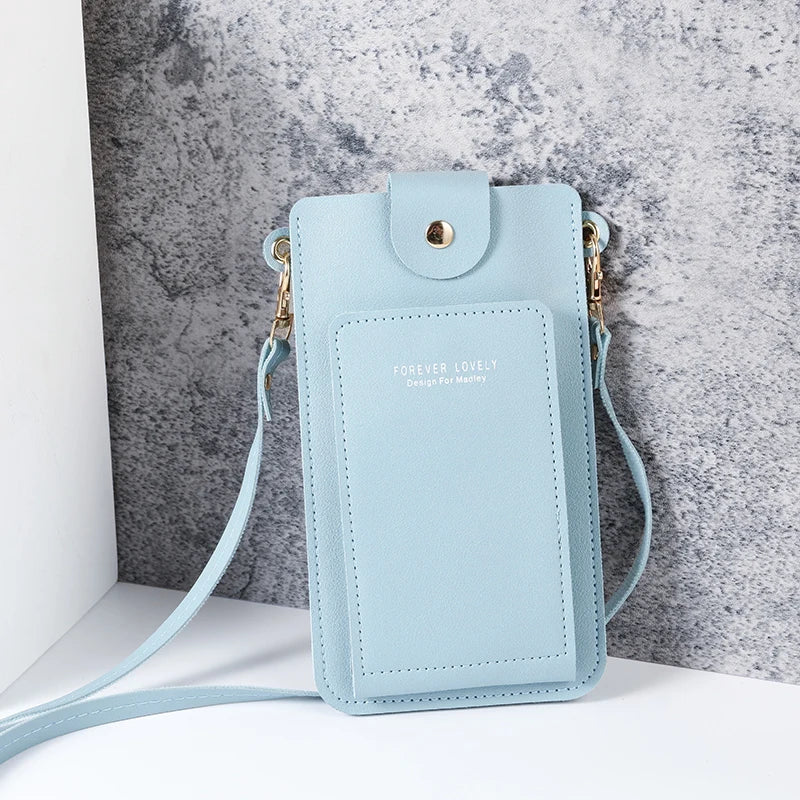 2024 new solid color fashion simple shoulder bag slung mobile phone bag women's driver's license card wallet