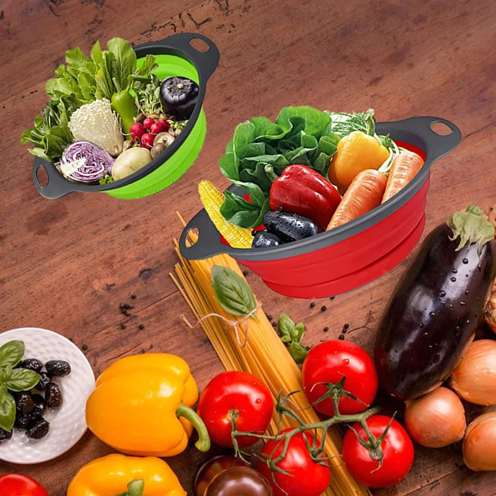 Foldable Silicone Vegetable Washing Basket – Fruit Cleaner & Food Drain Strainer