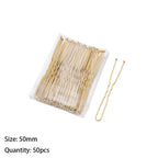 50pcs 50/60/70mm Hair Pin And Clips U Shape For Headpiece Women Girls Hairpins Accessories Bride Wedding Head Jewelry Decoration