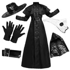 Halloween Medieval Hooded Robe Plague Doctor Costume Mask Hat for Men Monk Cosplay Steampunk Priest Horror Wizard Cloak Cape 5XL
