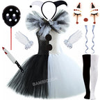 Girls Horror Clown Costume – Black & White Tutu Dress