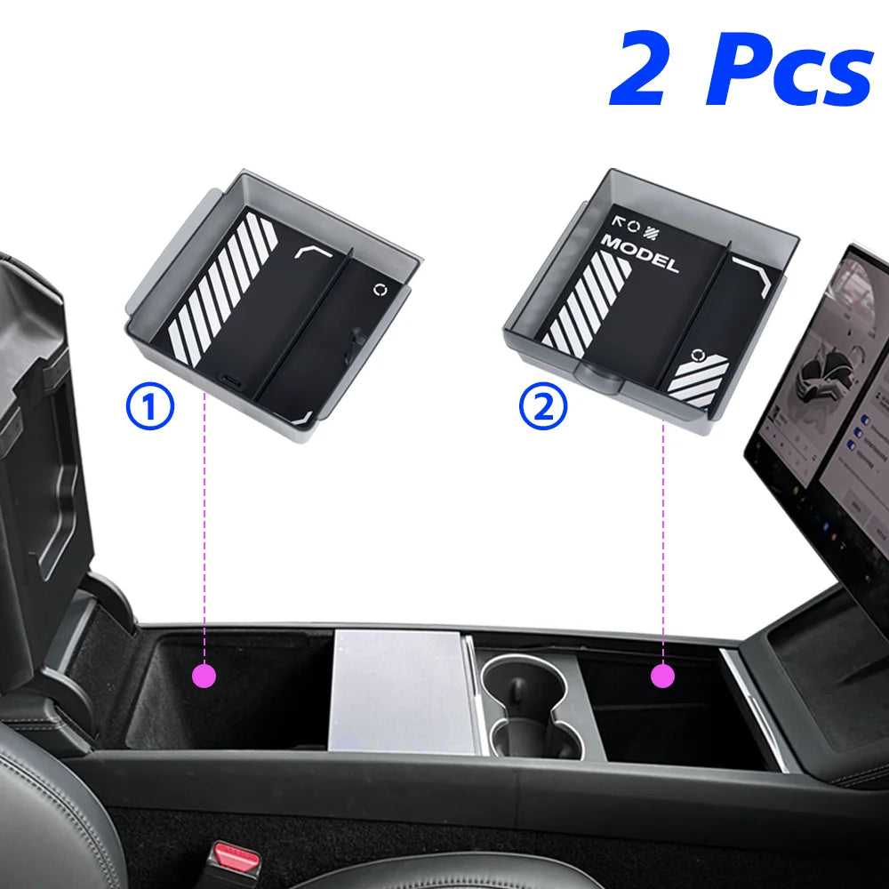 TEKSY For Tesla New Model 3 HIGHLAND 2025 2026 Center Console Storage Armrest Storage Box Upper&Lower Flocking Accessories New