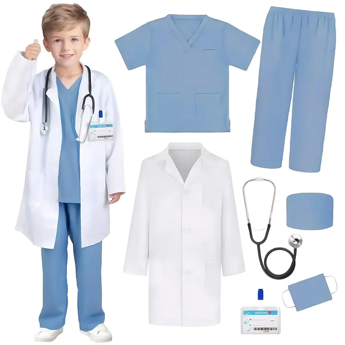 Kids Doctor Nurse Cosplay Costume – Surgical Uniform Role Play Outfit