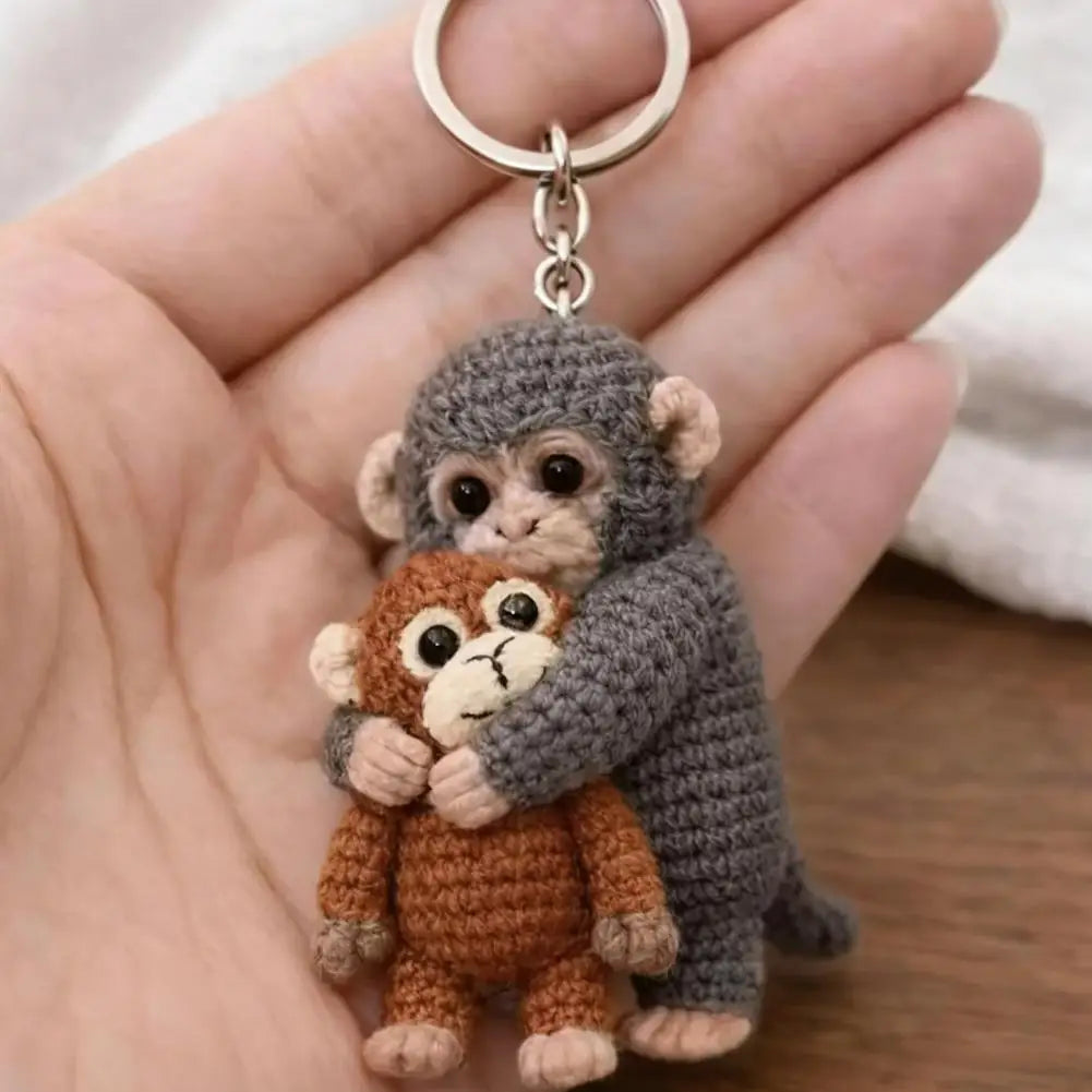 Funny Monkey Crochet Keychain Cute Backpack Charm