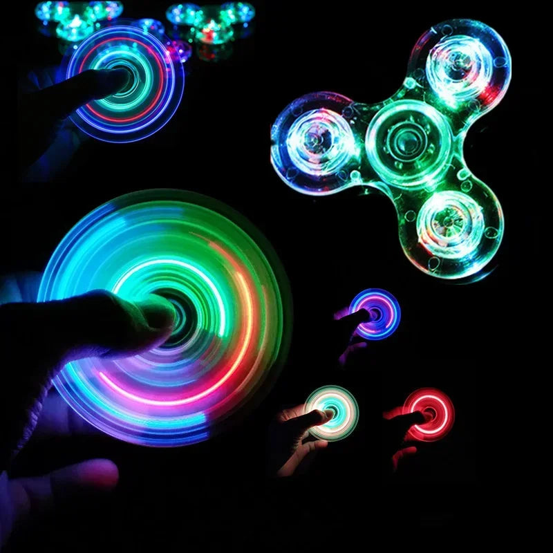 LED Glow Fidget Spinner Stress Relief Finger Toy for Kids Adults