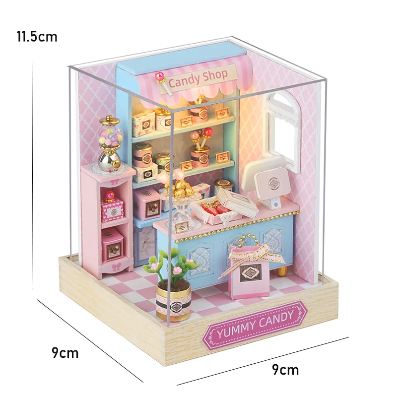 Kitten Mini Doll House 3D Wooden Puzzle DIY Miniature Building Kit