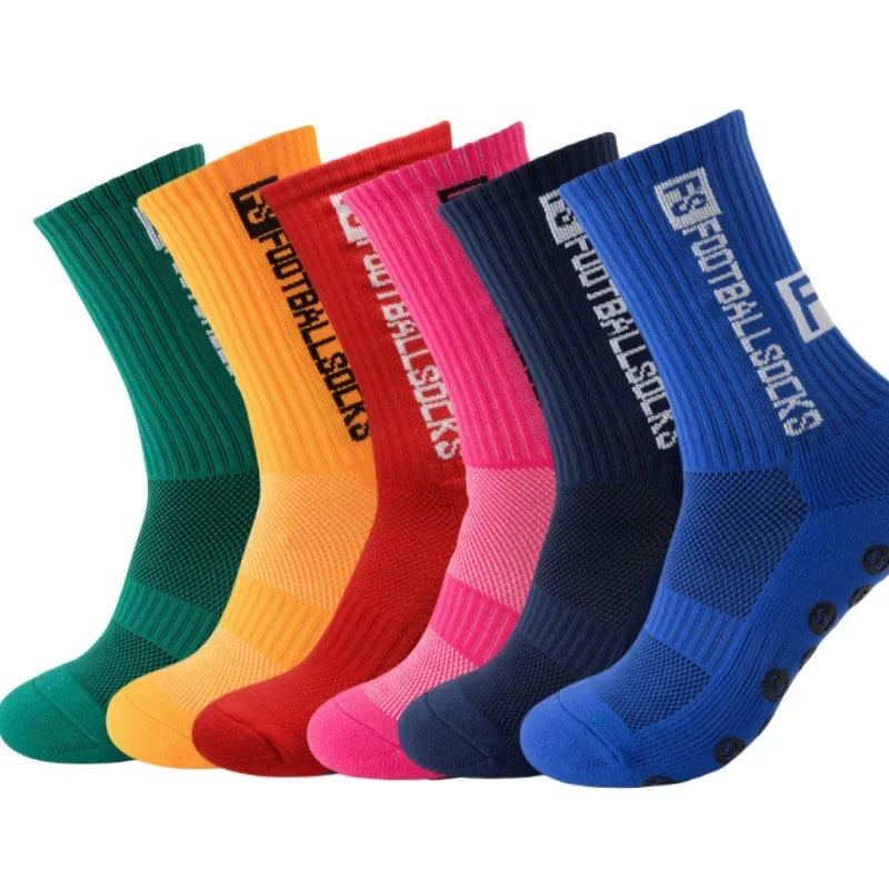6Pairs/Lot FS Football Socks New Style Round Silicone Suction Cup Grip Anti Slip Soccer Socks Sports Men Baseball Rugby Socks