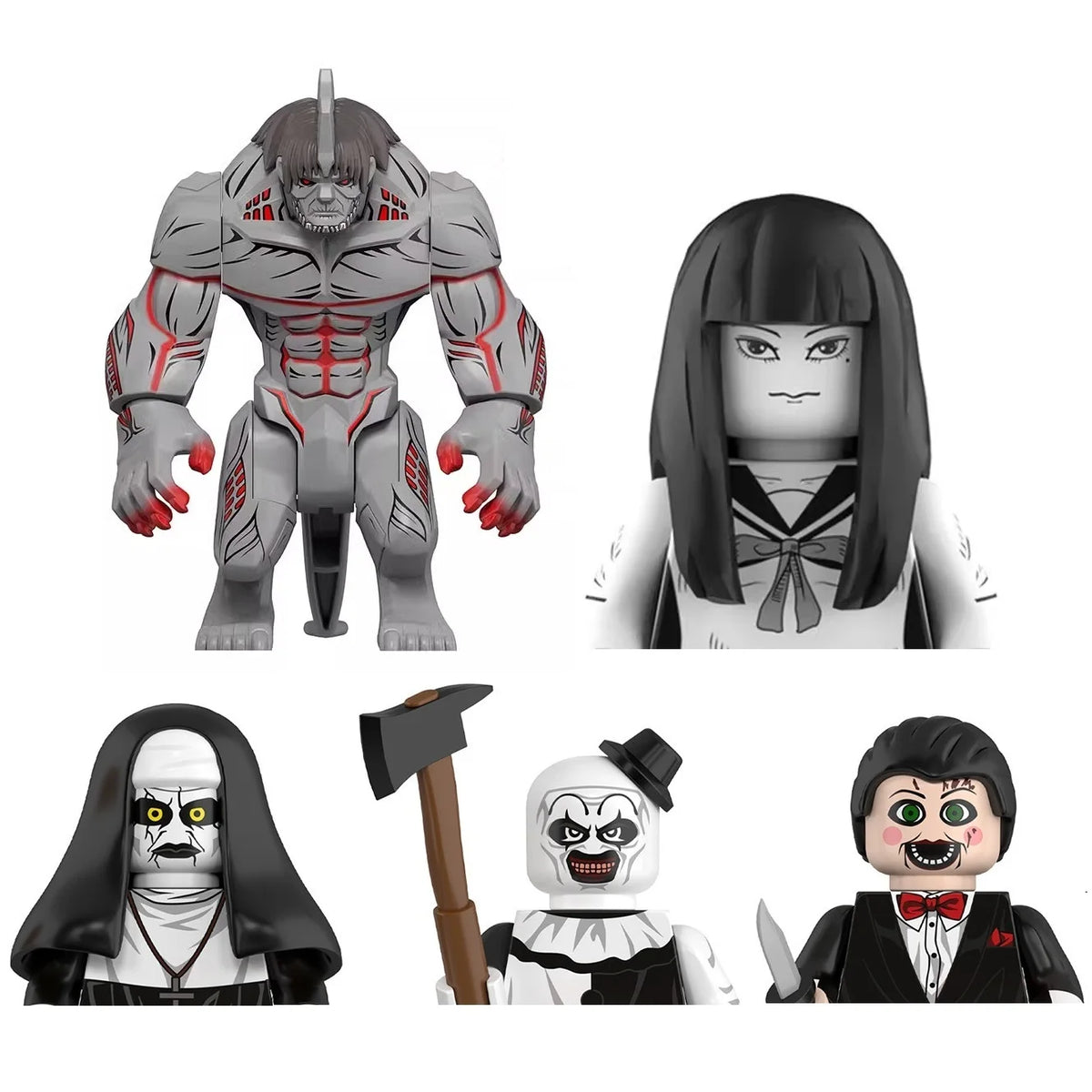 Novel Horrible Movie Halloween Pumpkin Witch Nun Vampire Zombies Building Blocks Mini Action Figure Toys