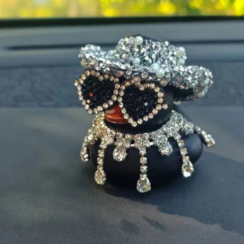 Luxury Diamond Rubber Duck Car Ornaments Purple Pink Black Car Ducks Funny Office Gifts Dashboard Decorations for Jeep for BMW