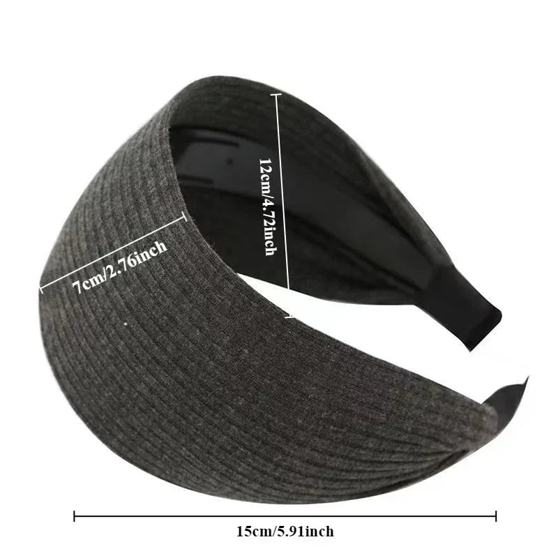 Wide Knitted Cotton Headband with Teeth for Women