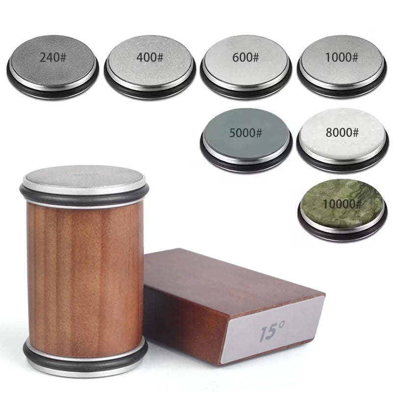 Rolling Knife Sharpener Kit – Magnetic Diamond Sharpening Stone with 15° & 20° Angle Guide