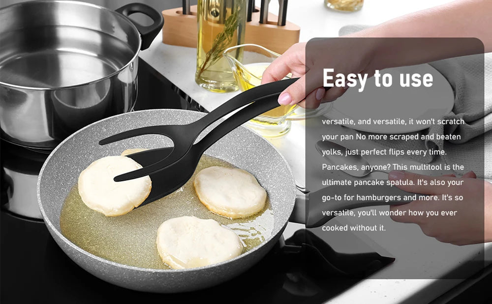 2-in-1 Grip Flip Spatula Clamp – Non-Stick Kitchen Turner Tool