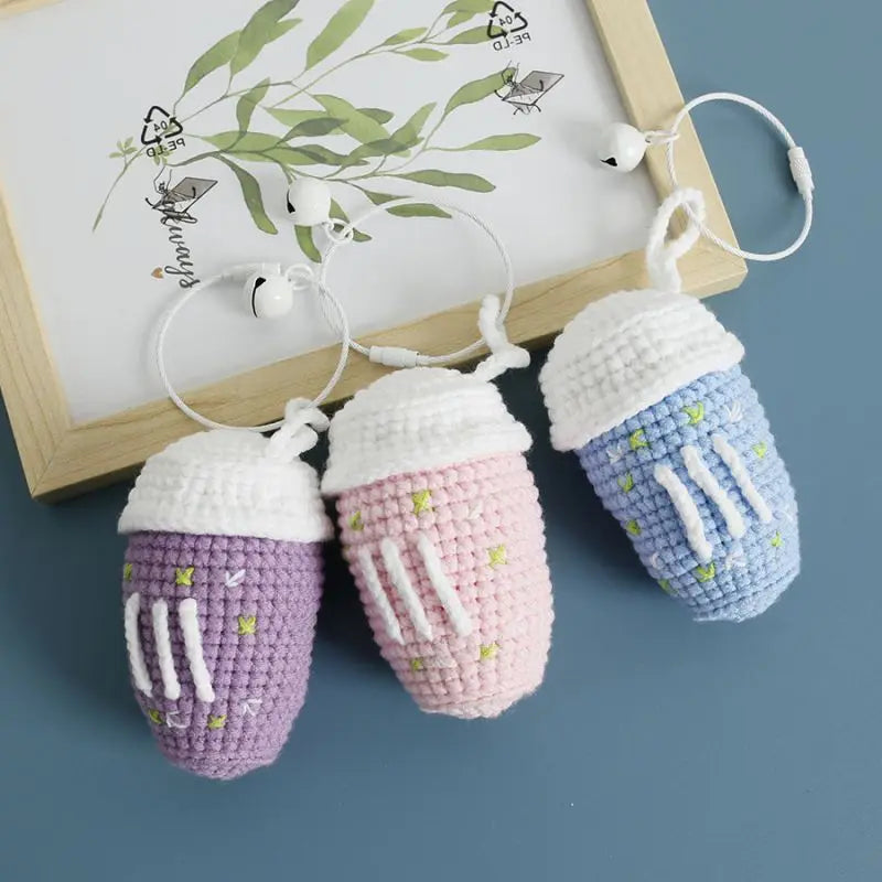 Cute Coffee Cup Crochet Keychain Bag Charm