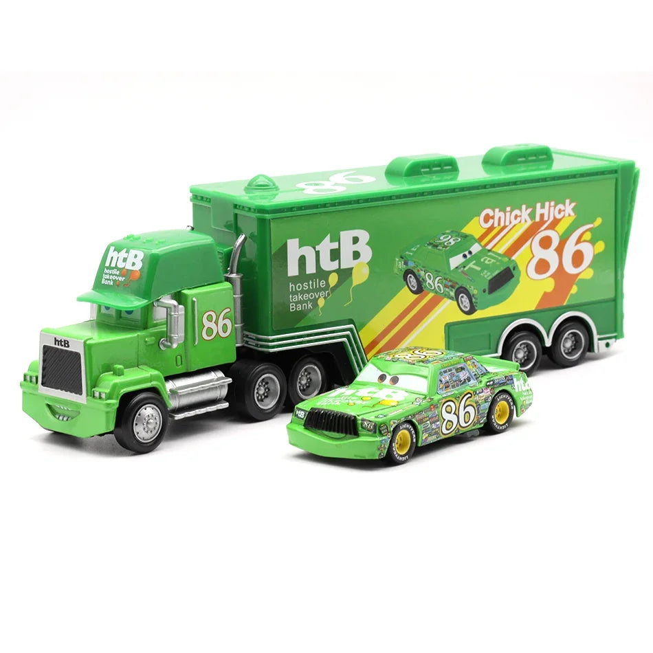 Disney Pixar Cars Toys Lightning McQueen Jackson Diecast Vehicle King Mike Uncle 1:43 Truck Trailer Model Toy Gifts