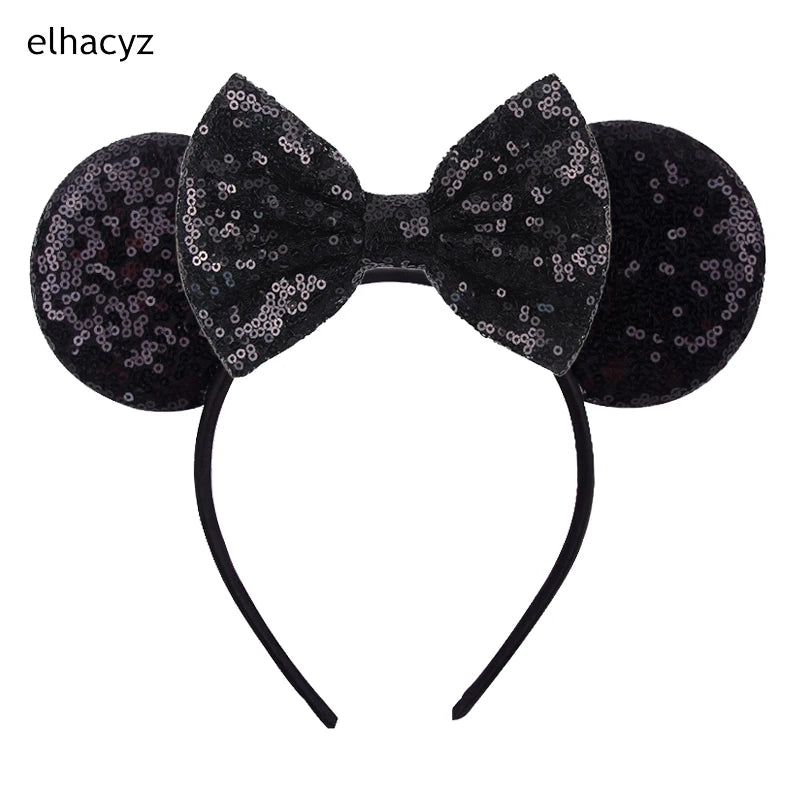Embroidered Sequin Ears Bow Headband for Women & Girls