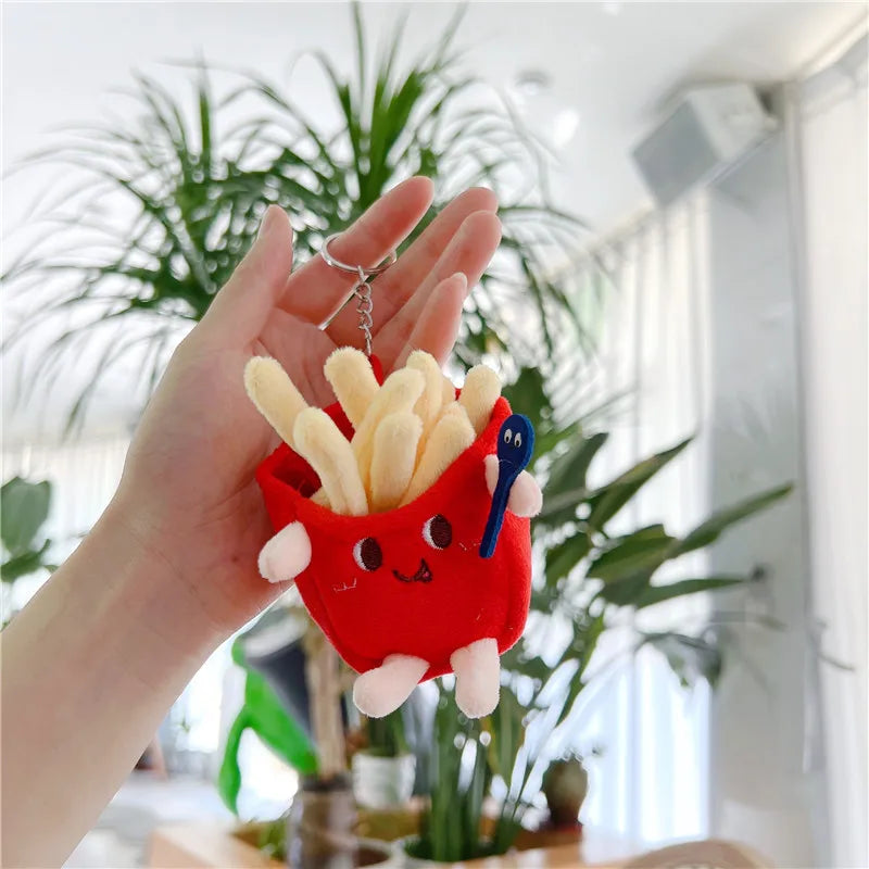 Fast Food Plush Keychain Set Burger & Fries Bag Charms